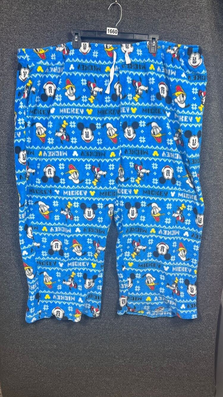 Disney Mickey Mouse Goofy Donald Fair Isle Pajama Pants Unisex Size 4X Blue